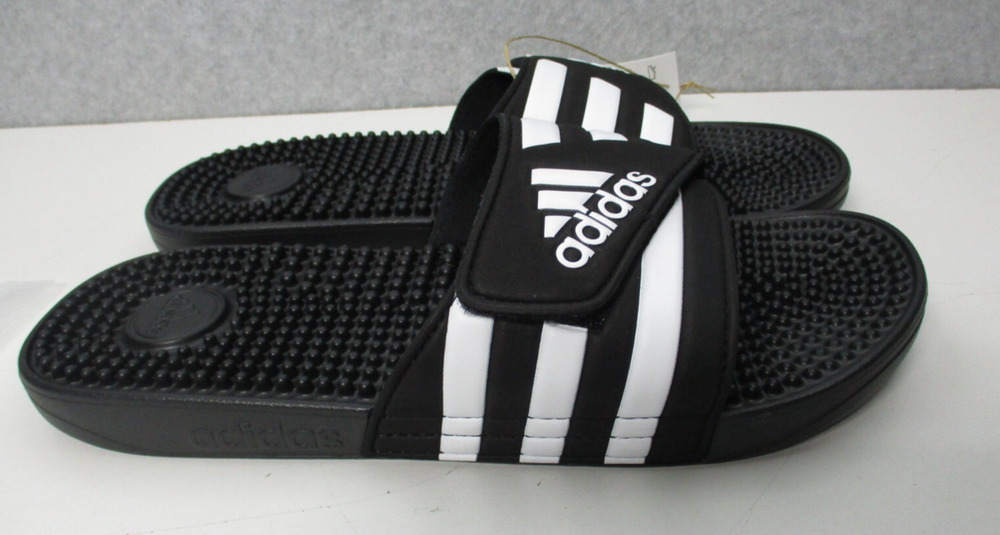 Adidas Adissage Sandals Slides Black/White Mens Sz 10 Womens Sz 11